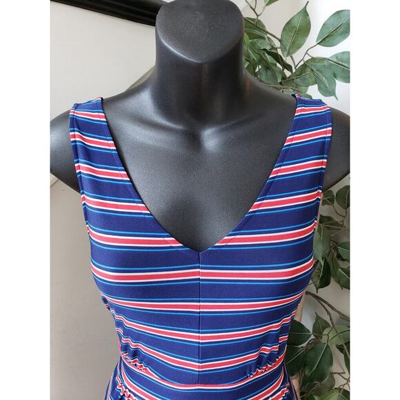 West Loop Long Maxi Dress Women's Size Medium Blue & Orange V-Neck Sleeveless - Picture 11 of 11